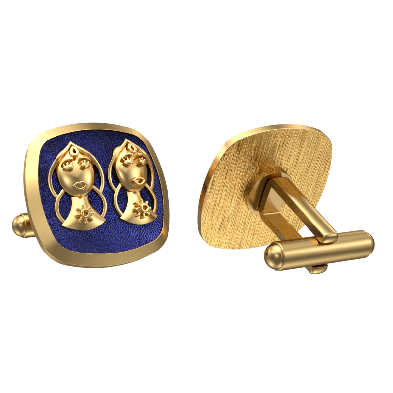 Gemini Zodiac , Constellation Cufflink Set with 18kt Gold & Black Ruthenium Plating on Brass.