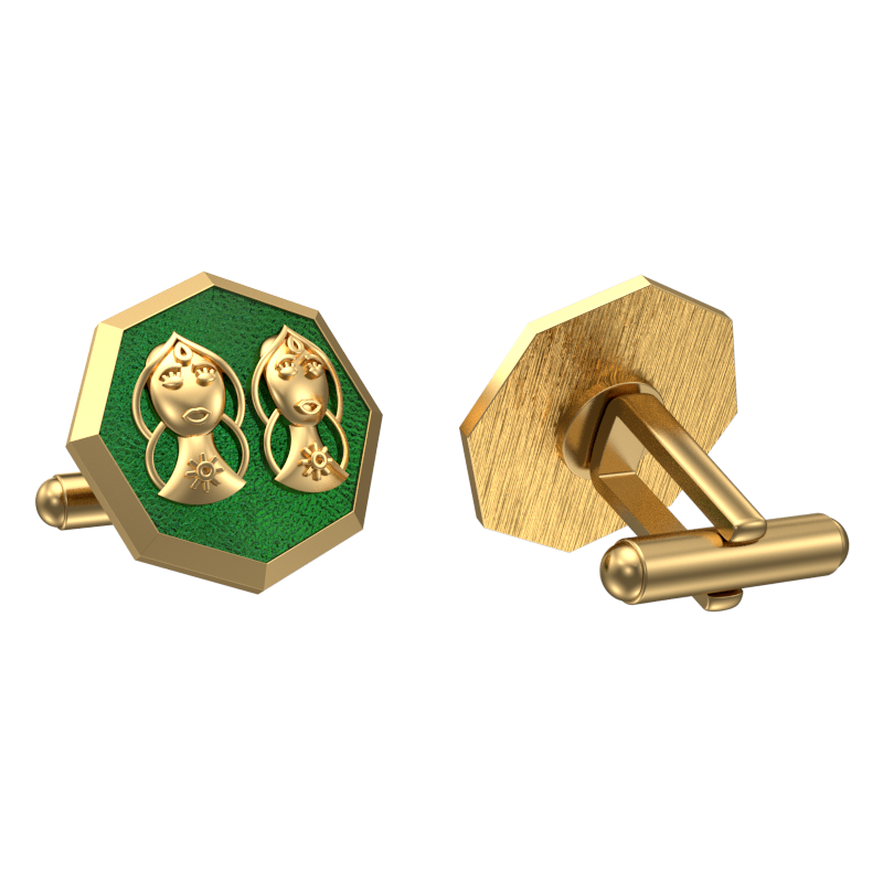 Gemini Zodiac , Constellation Cufflink Set with 18kt Gold & Black Ruthenium Plating on Brass.