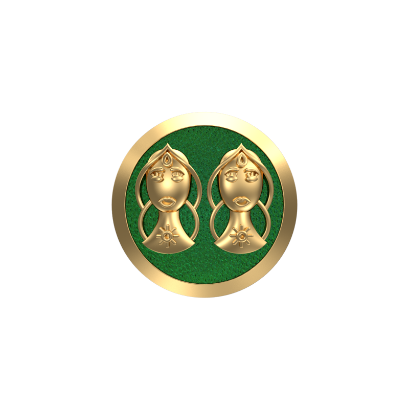 Gemini Zodiac , Constellation Cufflink Set with 18kt Gold & Black Ruthenium Plating on Brass.
