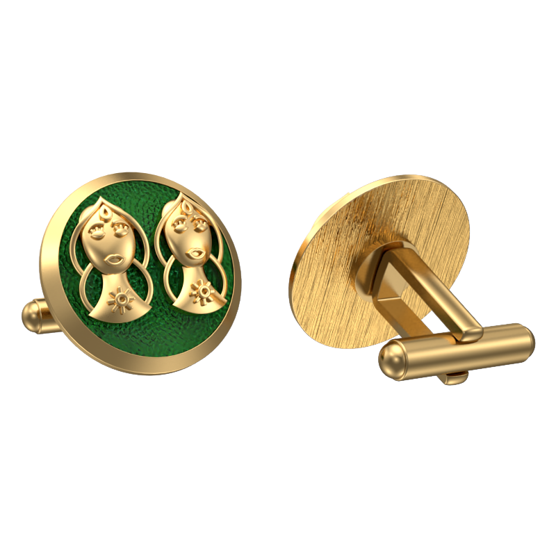 Gemini Zodiac , Constellation Cufflink Set with 18kt Gold & Black Ruthenium Plating on Brass.