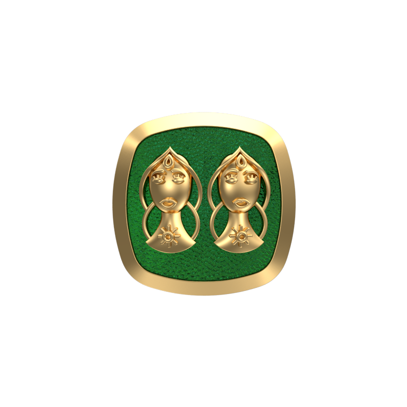 Gemini Zodiac , Constellation Cufflink Set with 18kt Gold & Black Ruthenium Plating on Brass.