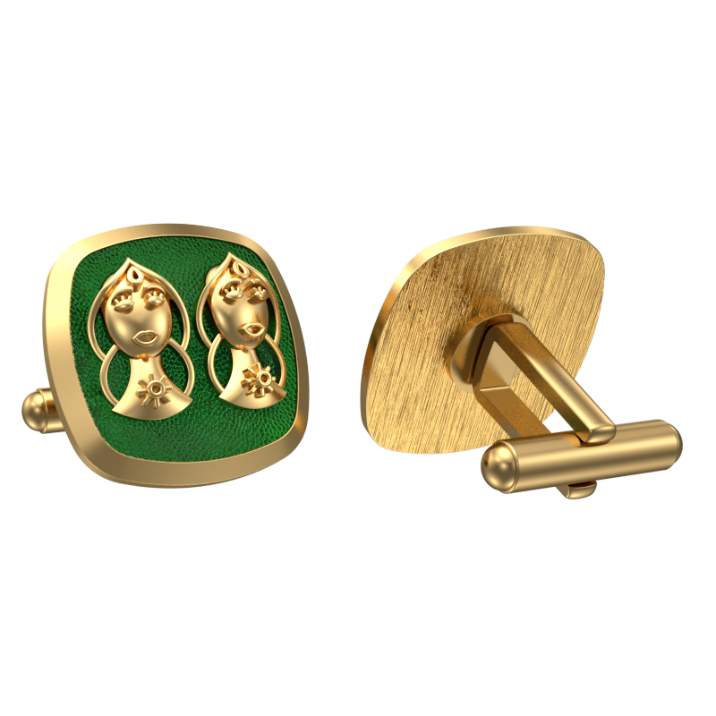 Gemini Zodiac , Constellation Cufflink Set with 18kt Gold & Black Ruthenium Plating on Brass.