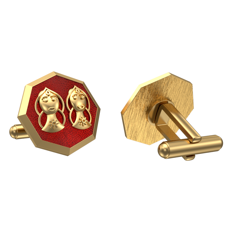 Gemini Zodiac , Constellation Cufflink Set with 18kt Gold & Black Ruthenium Plating on Brass.