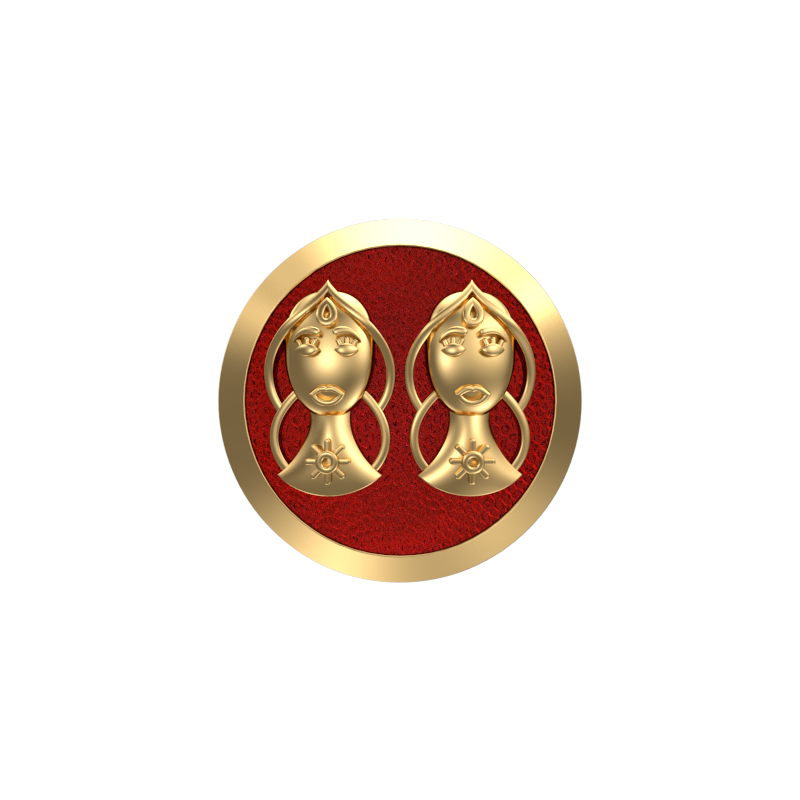 Gemini Zodiac , Constellation Cufflink Set with 18kt Gold & Black Ruthenium Plating on Brass.