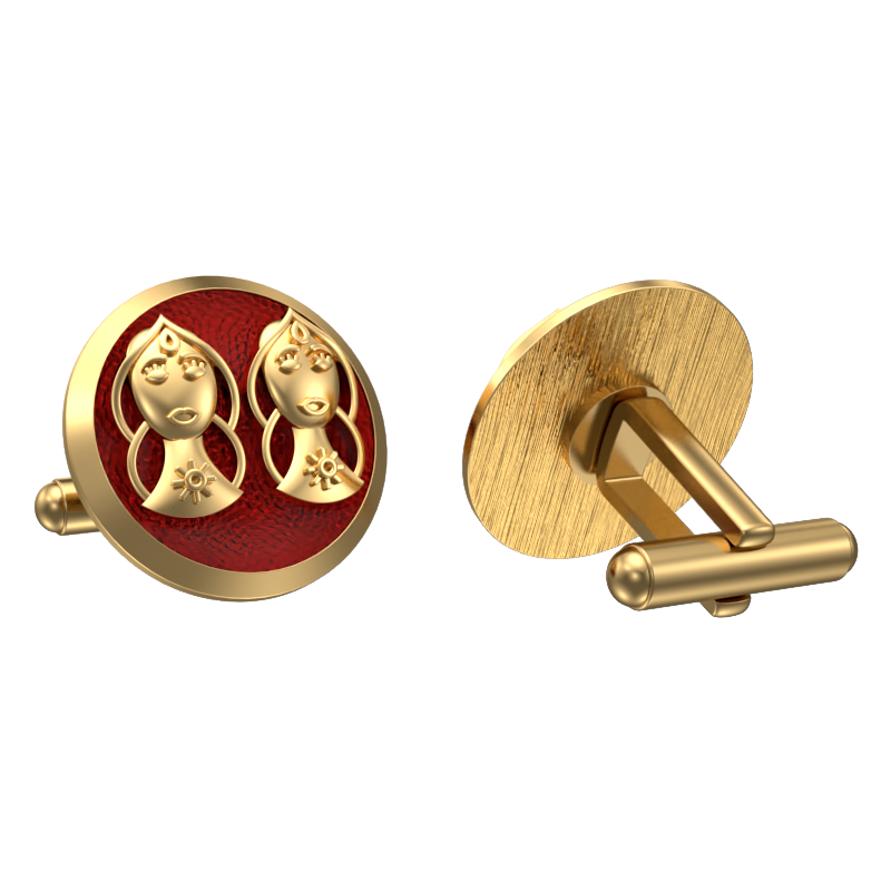 Gemini Zodiac , Constellation Cufflink Set with 18kt Gold & Black Ruthenium Plating on Brass.