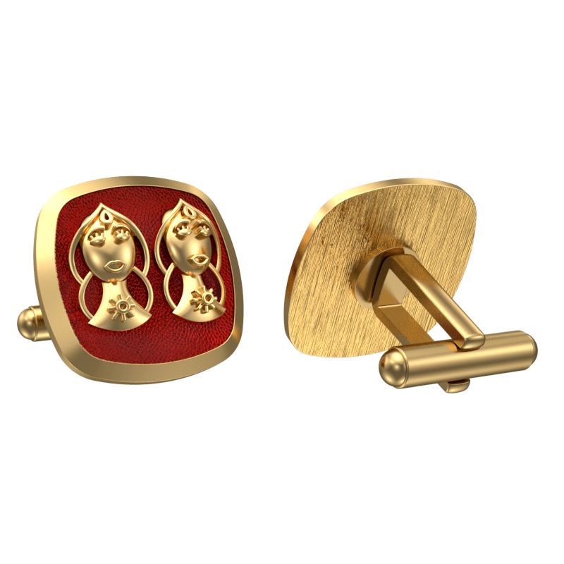 Gemini Zodiac , Constellation Cufflink Set with 18kt Gold & Black Ruthenium Plating on Brass.