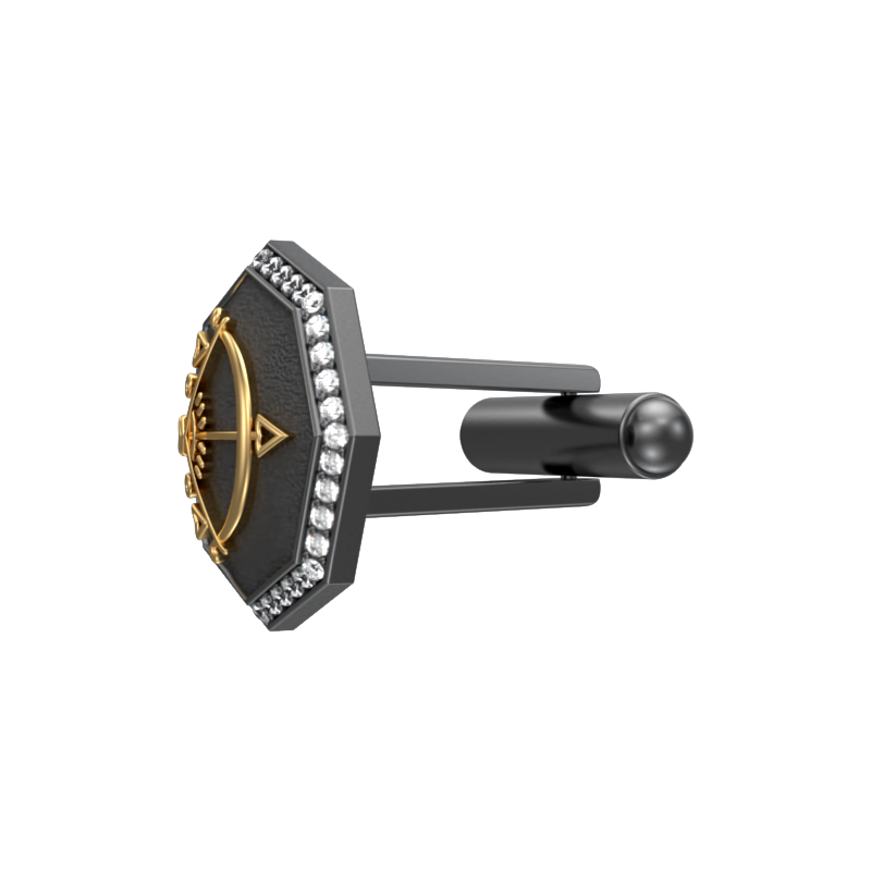 Sagittarius Zodiac Luxe, Constellation Cufflink Set with CZ Diamonds, 18kt Gold & Black Ruthenium Plating on Brass.