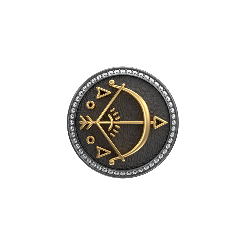 Sagittarius Zodiac Luxe, Constellation Cufflink Set with CZ Diamonds, 18kt Gold & Black Ruthenium Plating on Brass.