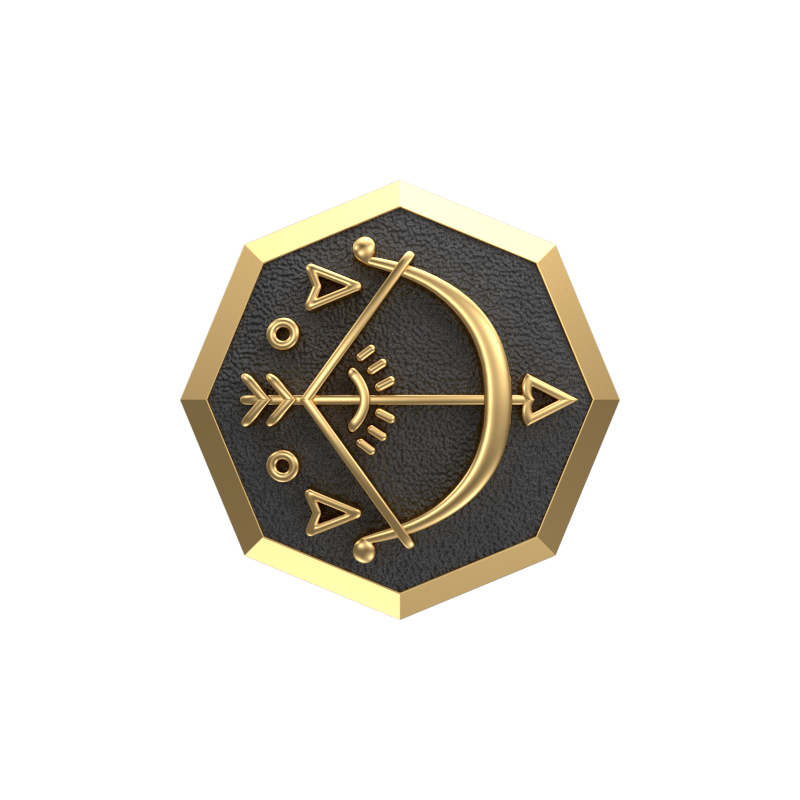 Sagittarius Zodiac ,Constellation Cufflink Set with 18kt Gold & Black Ruthenium Plating on Brass.