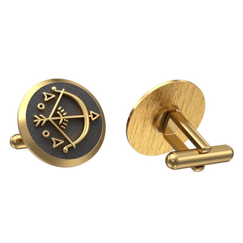 Sagittarius Zodiac ,Constellation Cufflink Set with 18kt Gold & Black Ruthenium Plating on Brass.