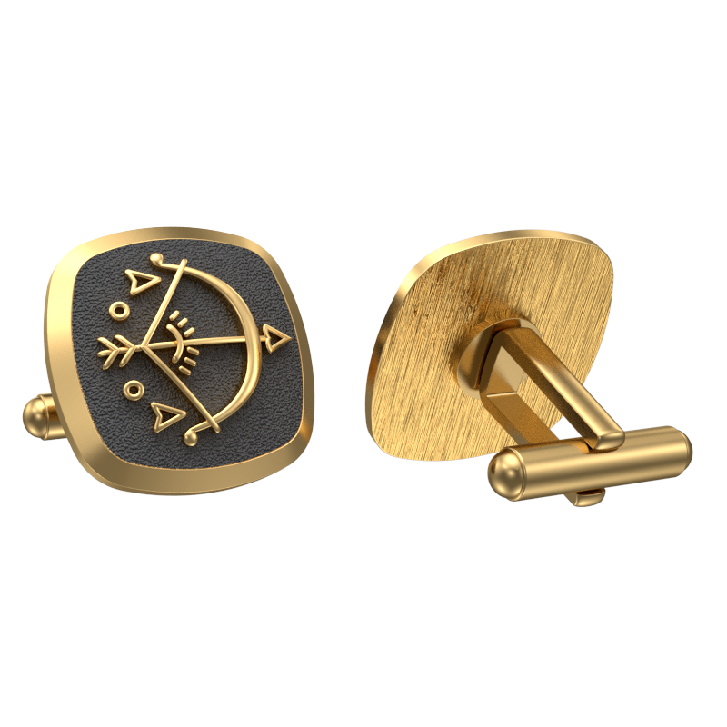 Sagittarius Zodiac ,Constellation Cufflink Set with 18kt Gold & Black Ruthenium Plating on Brass.