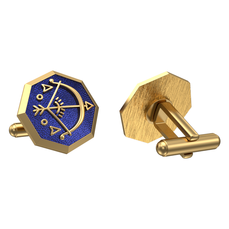 Sagittarius Zodiac ,Constellation Cufflink Set with 18kt Gold & Black Ruthenium Plating on Brass.