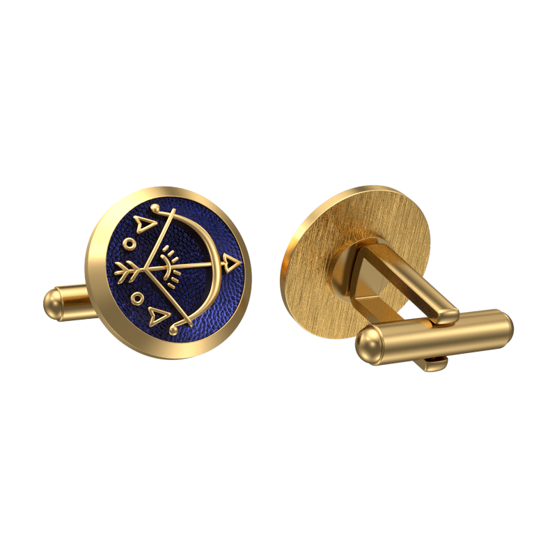 Sagittarius Zodiac ,Constellation Cufflink Set with 18kt Gold & Black Ruthenium Plating on Brass.