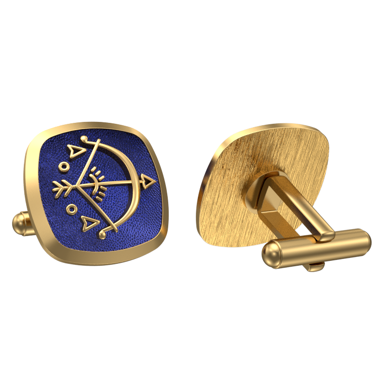 Sagittarius Zodiac ,Constellation Cufflink Set with 18kt Gold & Black Ruthenium Plating on Brass.