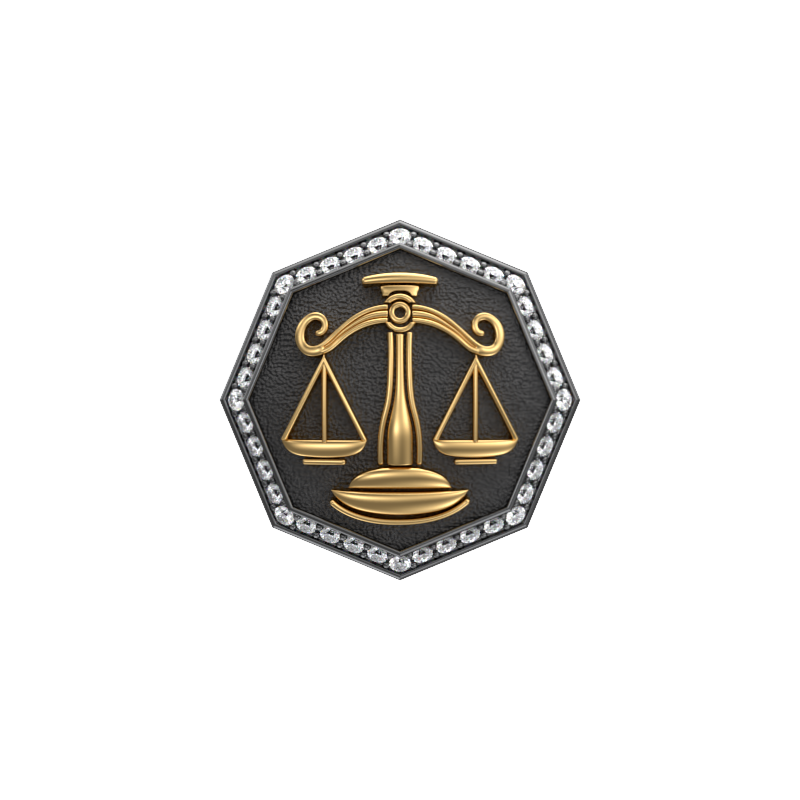Libra Zodiac Luxe, Constellation Cufflink Set with CZ Diamonds, 18kt Gold & Black Ruthenium Plating on Brass.