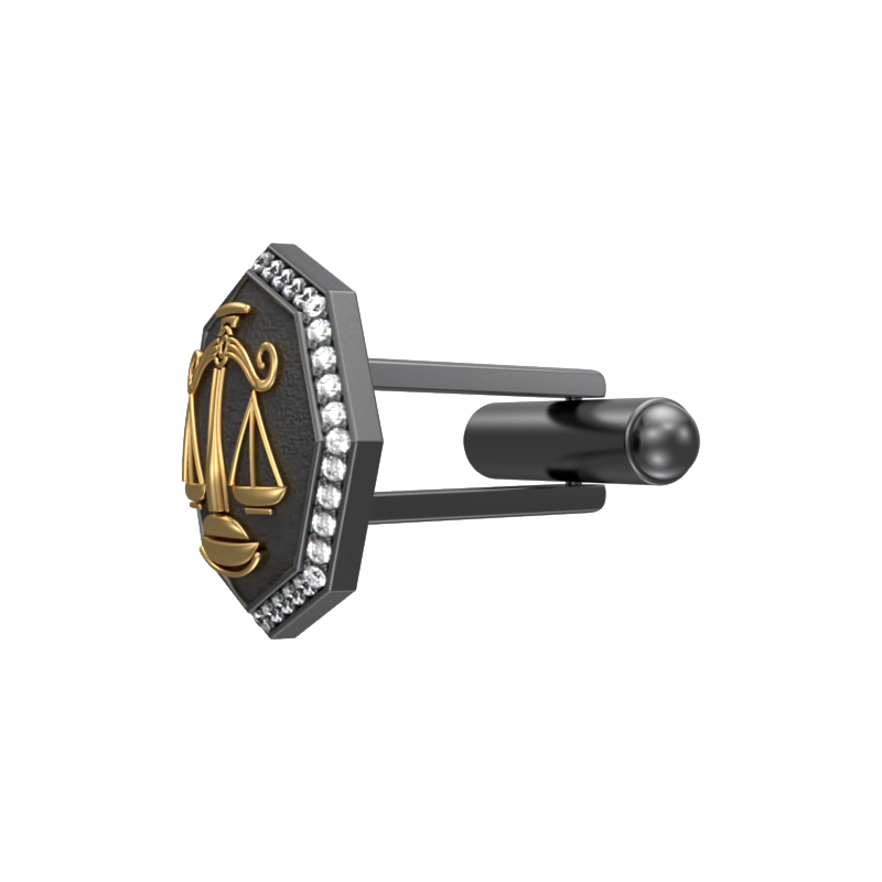 Libra Zodiac Luxe, Constellation Cufflink Set with CZ Diamonds, 18kt Gold & Black Ruthenium Plating on Brass.