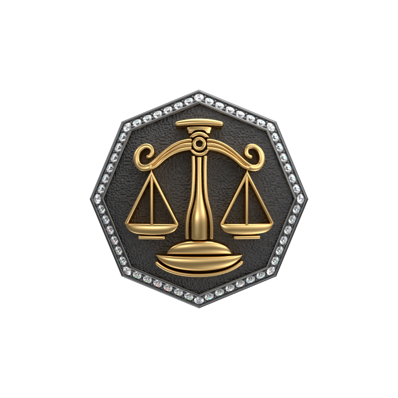 Libra Zodiac Luxe, Constellation Cufflink Set with CZ Diamonds, 18kt Gold & Black Ruthenium Plating on Brass.
