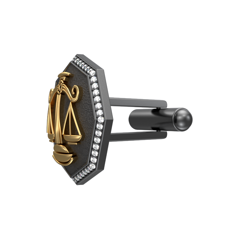 Libra Zodiac Luxe, Constellation Cufflink Set with CZ Diamonds, 18kt Gold & Black Ruthenium Plating on Brass.