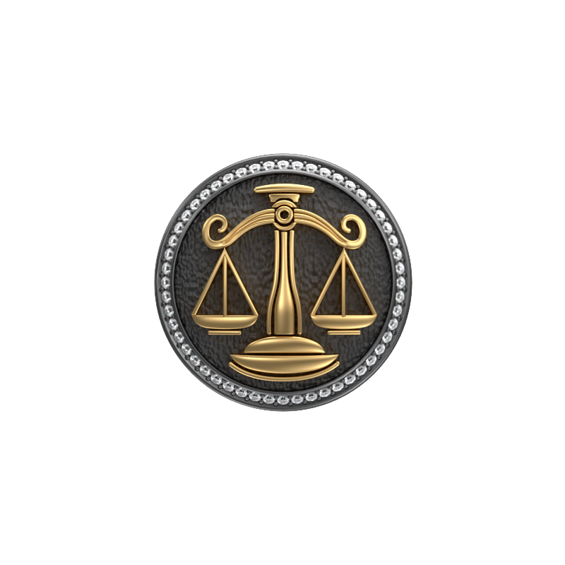Libra Zodiac Luxe, Constellation Cufflink Set with CZ Diamonds, 18kt Gold & Black Ruthenium Plating on Brass.