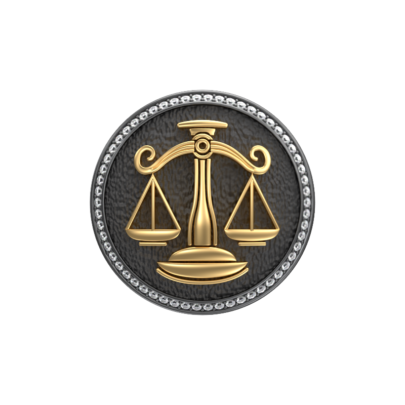 Libra Zodiac Luxe, Constellation Cufflink Set with CZ Diamonds, 18kt Gold & Black Ruthenium Plating on Brass.