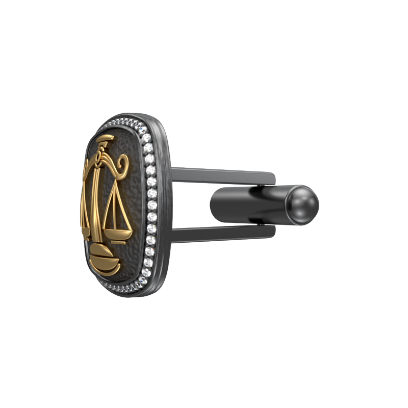Libra Zodiac Luxe, Constellation Cufflink Set with CZ Diamonds, 18kt Gold & Black Ruthenium Plating on Brass.