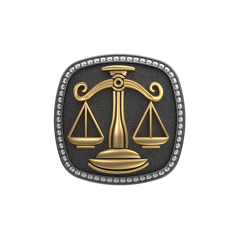 Libra Zodiac Luxe, Constellation Cufflink Set with CZ Diamonds, 18kt Gold & Black Ruthenium Plating on Brass.