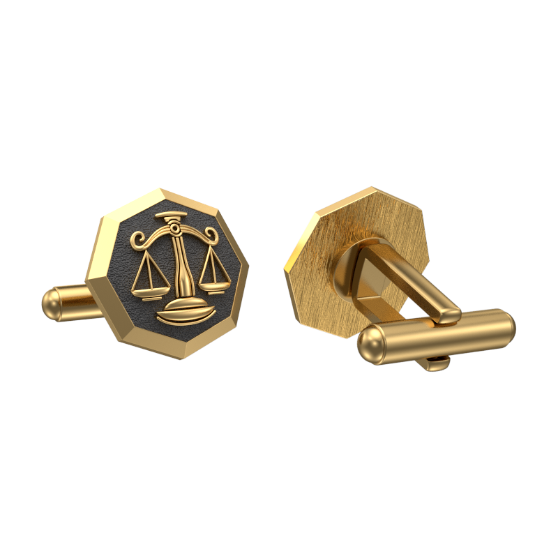 Libra Zodiac , Constellation Cufflink Set with 18kt Gold & Black Ruthenium Plating on Brass.