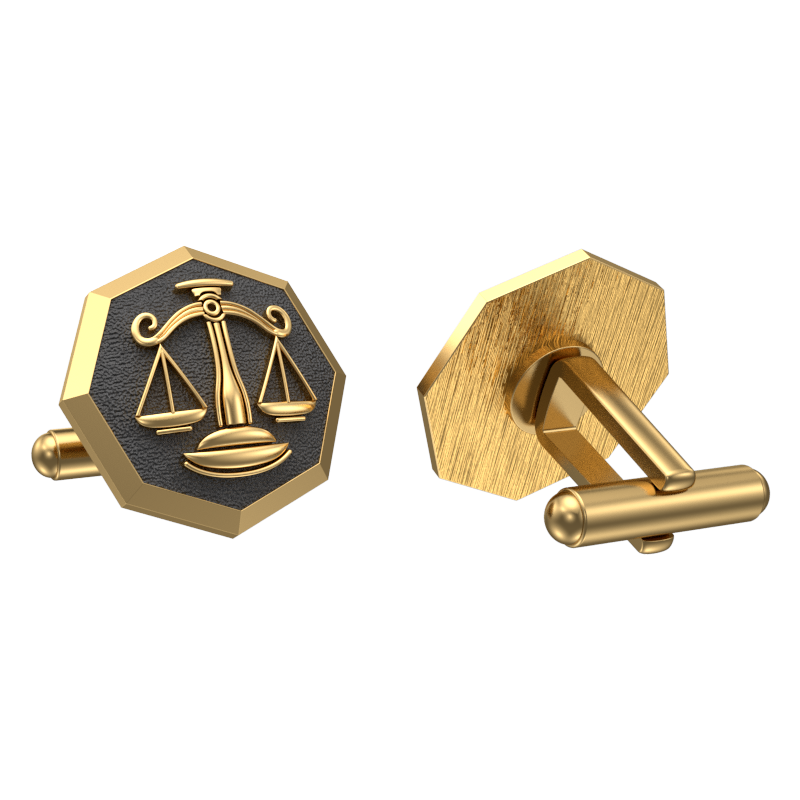 Libra Zodiac , Constellation Cufflink Set with 18kt Gold & Black Ruthenium Plating on Brass.