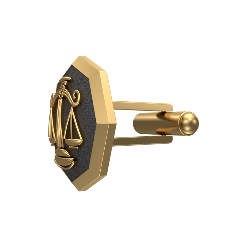 Libra Zodiac , Constellation Cufflink Set with 18kt Gold & Black Ruthenium Plating on Brass.