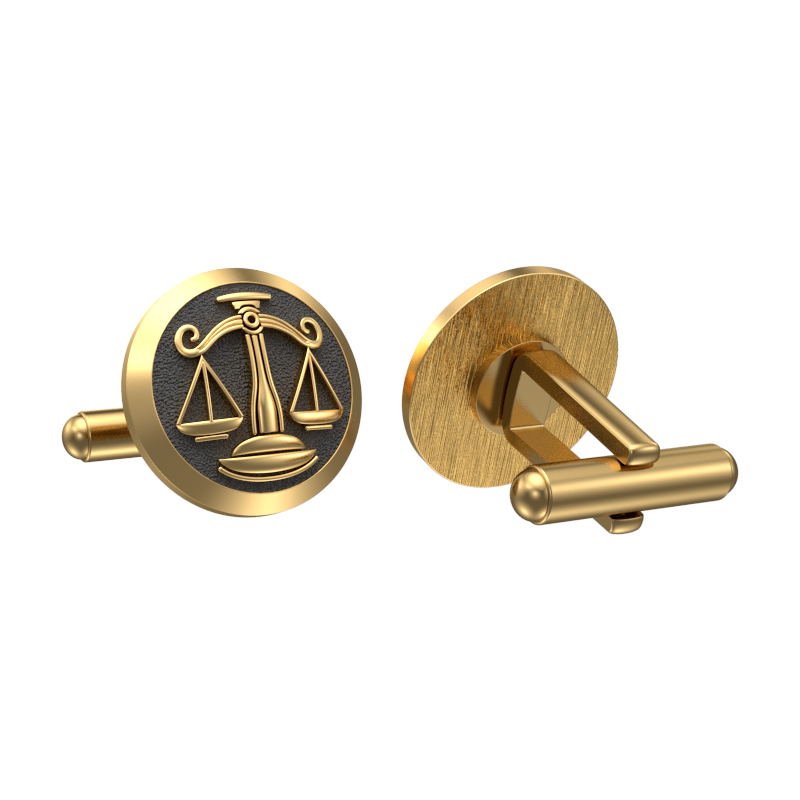 Libra Zodiac , Constellation Cufflink Set with 18kt Gold & Black Ruthenium Plating on Brass.