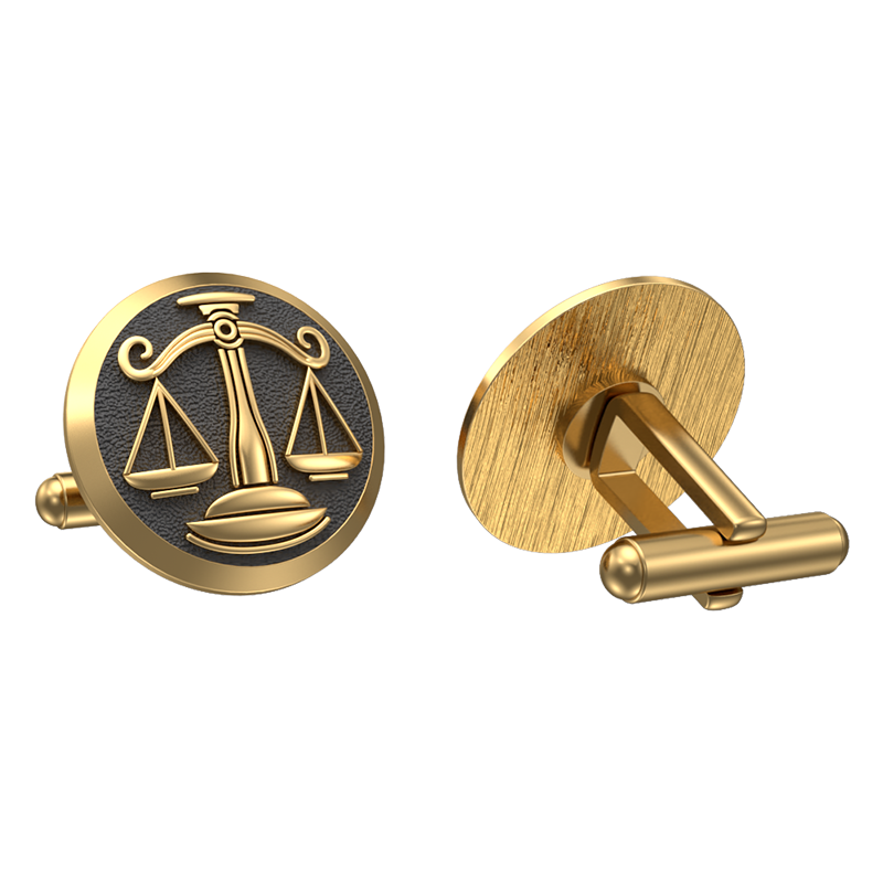 Libra Zodiac , Constellation Cufflink Set with 18kt Gold & Black Ruthenium Plating on Brass.