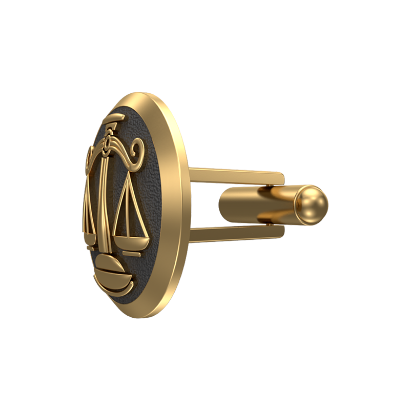 Libra Zodiac , Constellation Cufflink Set with 18kt Gold & Black Ruthenium Plating on Brass.