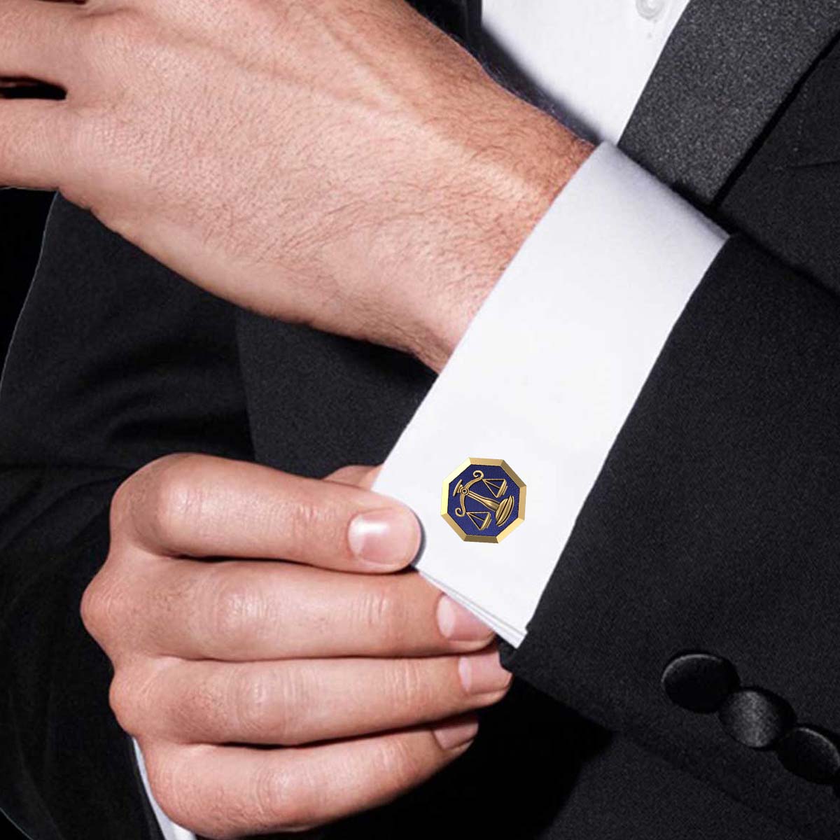 Libra Zodiac , Constellation Cufflink Set with 18kt Gold & Black Ruthenium Plating on Brass.