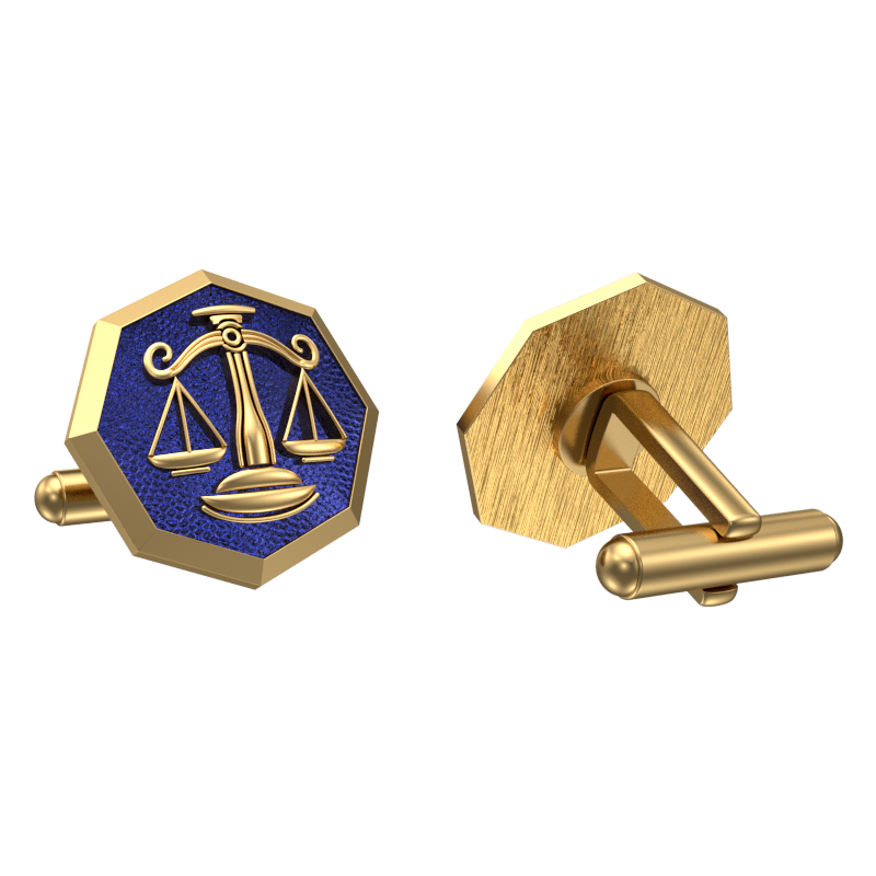 Libra Zodiac , Constellation Cufflink Set with 18kt Gold & Black Ruthenium Plating on Brass.