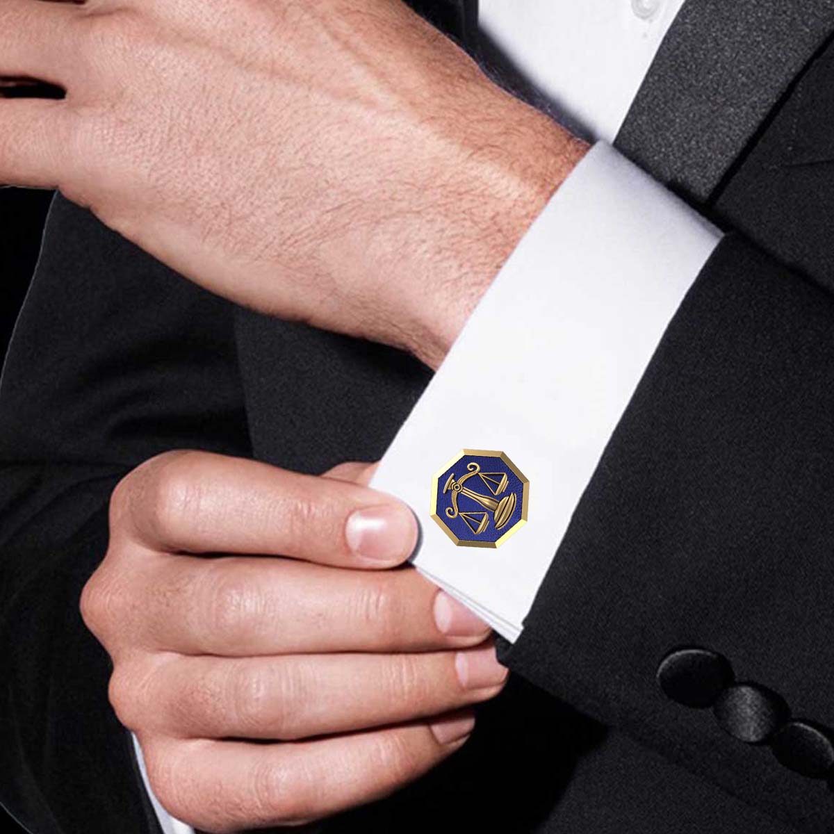 Libra Zodiac , Constellation Cufflink Set with 18kt Gold & Black Ruthenium Plating on Brass.