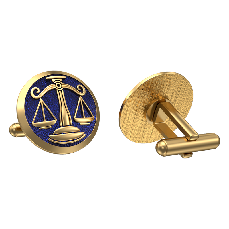Libra Zodiac , Constellation Cufflink Set with 18kt Gold & Black Ruthenium Plating on Brass.