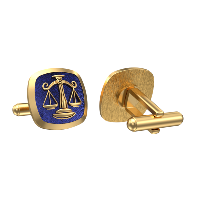 Libra Zodiac , Constellation Cufflink Set with 18kt Gold & Black Ruthenium Plating on Brass.