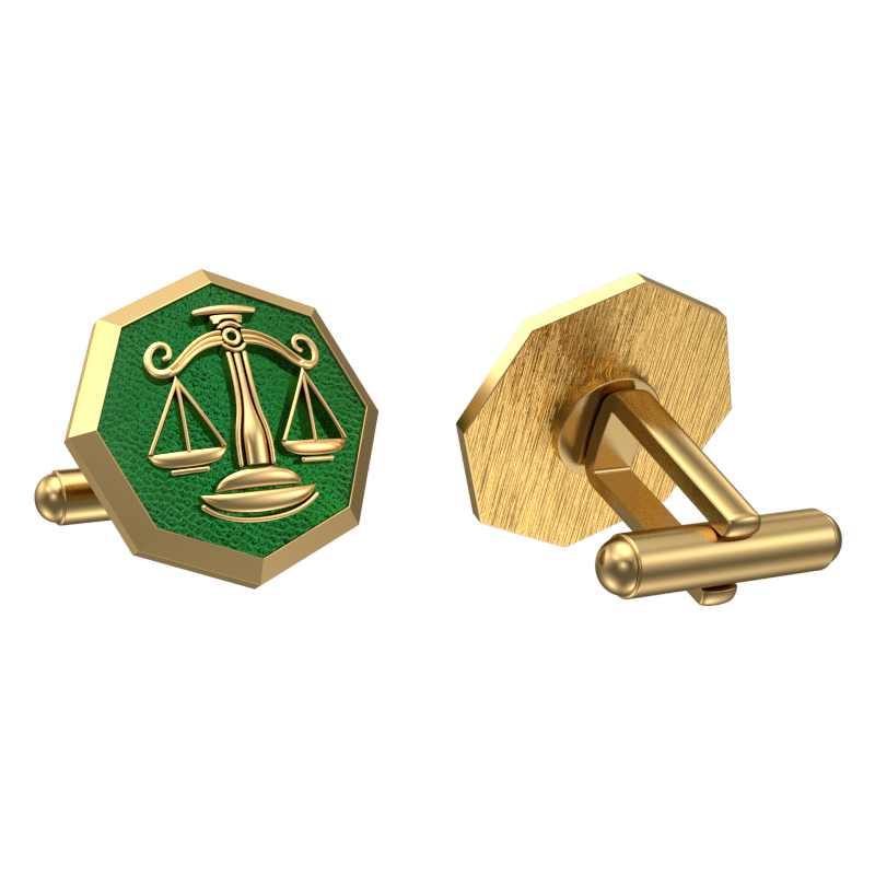 Libra Zodiac , Constellation Cufflink Set with 18kt Gold & Black Ruthenium Plating on Brass.