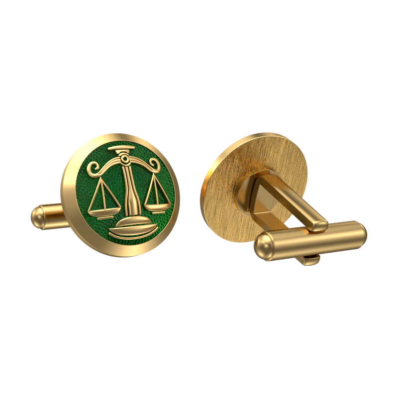 Libra Zodiac , Constellation Cufflink Set with 18kt Gold & Black Ruthenium Plating on Brass.