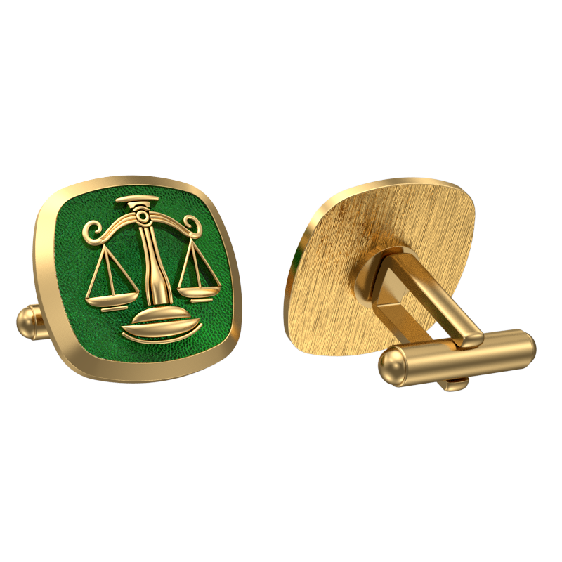 Libra Zodiac , Constellation Cufflink Set with 18kt Gold & Black Ruthenium Plating on Brass.