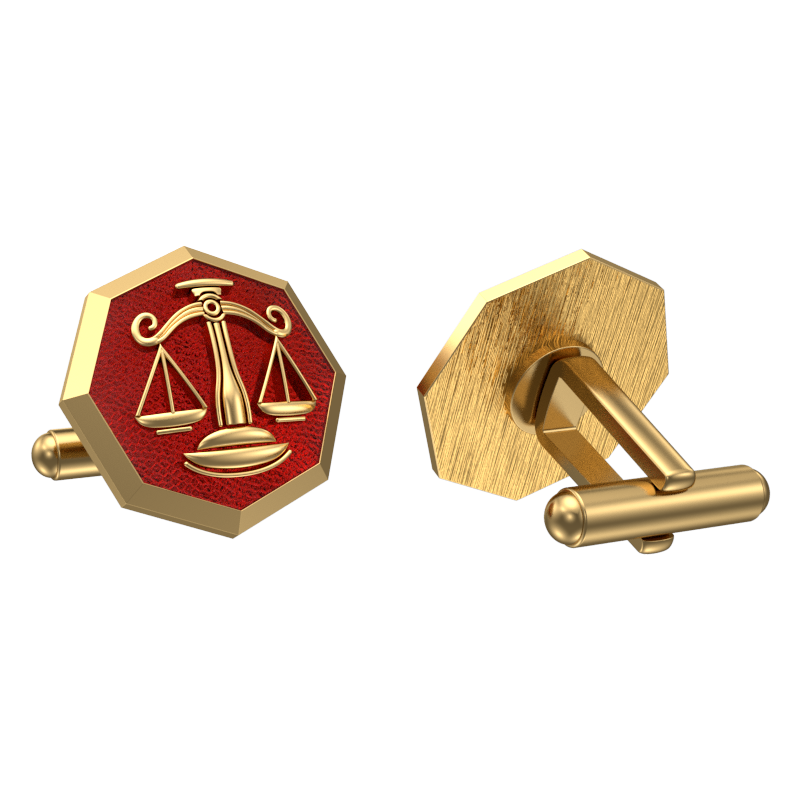 Libra Zodiac , Constellation Cufflink Set with 18kt Gold & Black Ruthenium Plating on Brass.