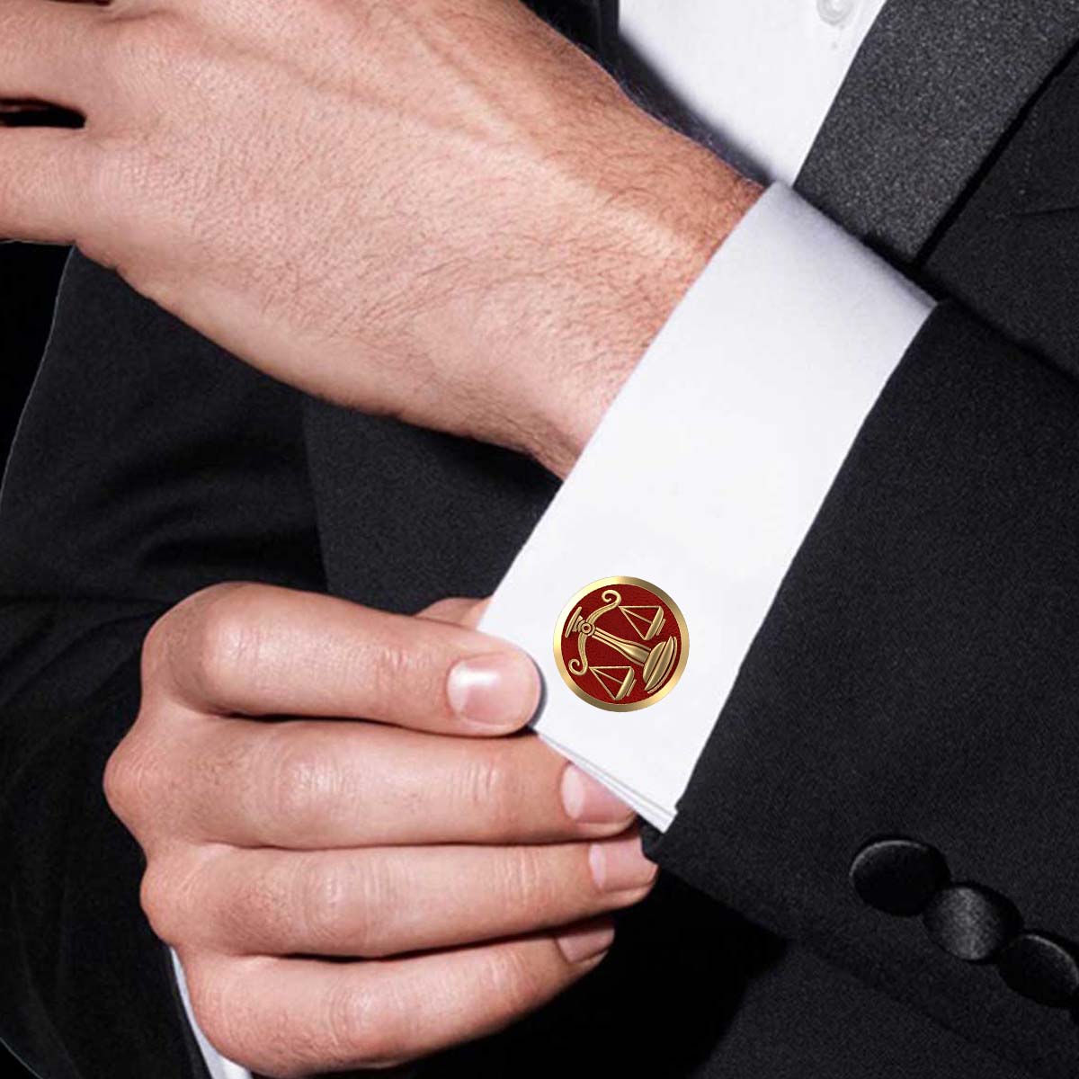 Libra Zodiac , Constellation Cufflink Set with 18kt Gold & Black Ruthenium Plating on Brass.