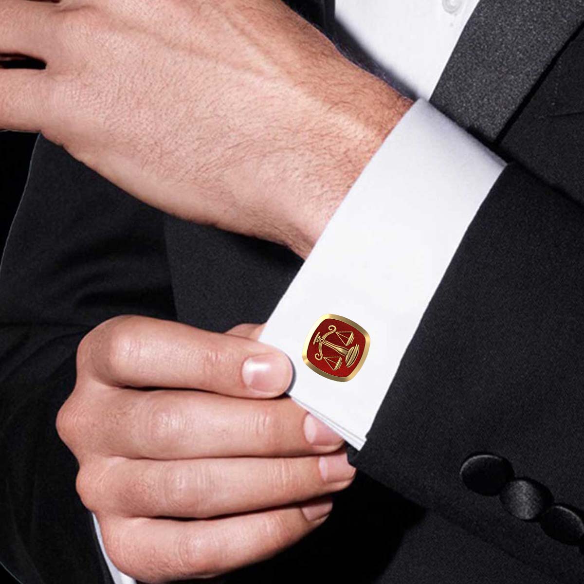 Libra Zodiac , Constellation Cufflink Set with 18kt Gold & Black Ruthenium Plating on Brass.