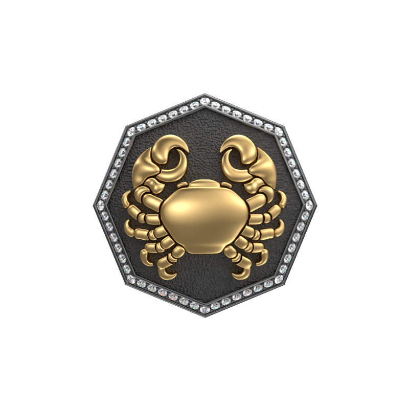 Cancer Zodiac Luxe, Constellation Cufflink Set with CZ Diamonds, 18kt Gold & Black Ruthenium Plating on Brass.
