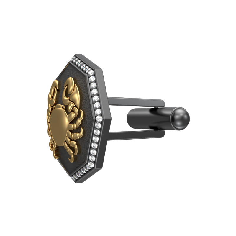 Cancer Zodiac Luxe, Constellation Cufflink Set with CZ Diamonds, 18kt Gold & Black Ruthenium Plating on Brass.