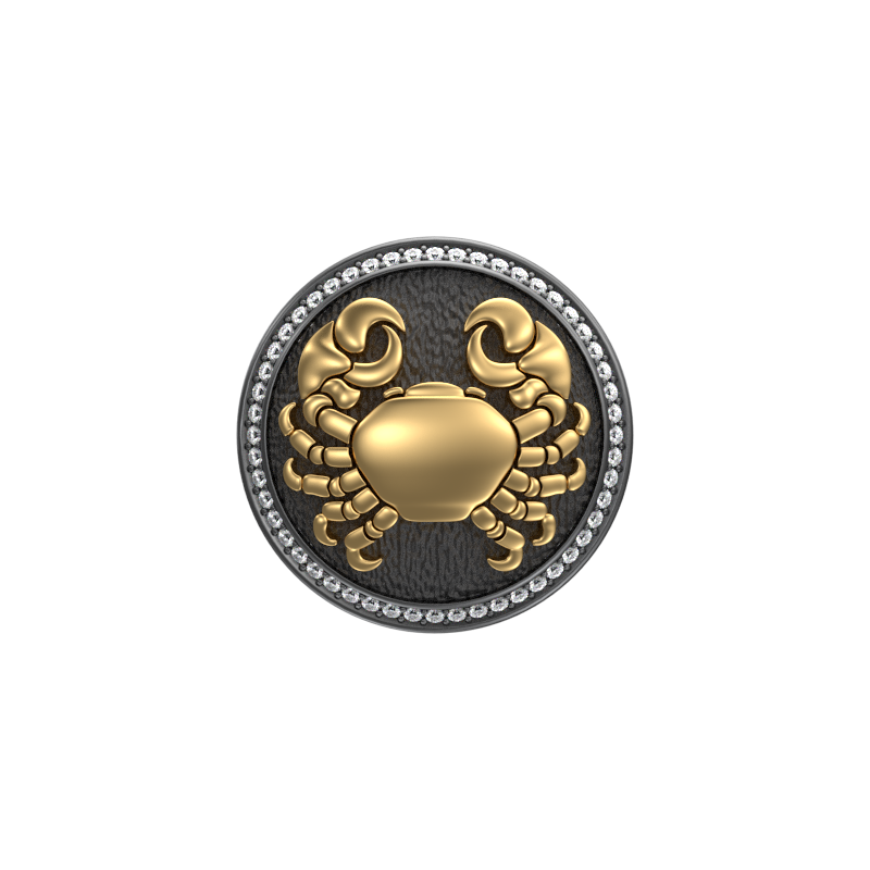 Cancer Zodiac Luxe, Constellation Cufflink Set with CZ Diamonds, 18kt Gold & Black Ruthenium Plating on Brass.