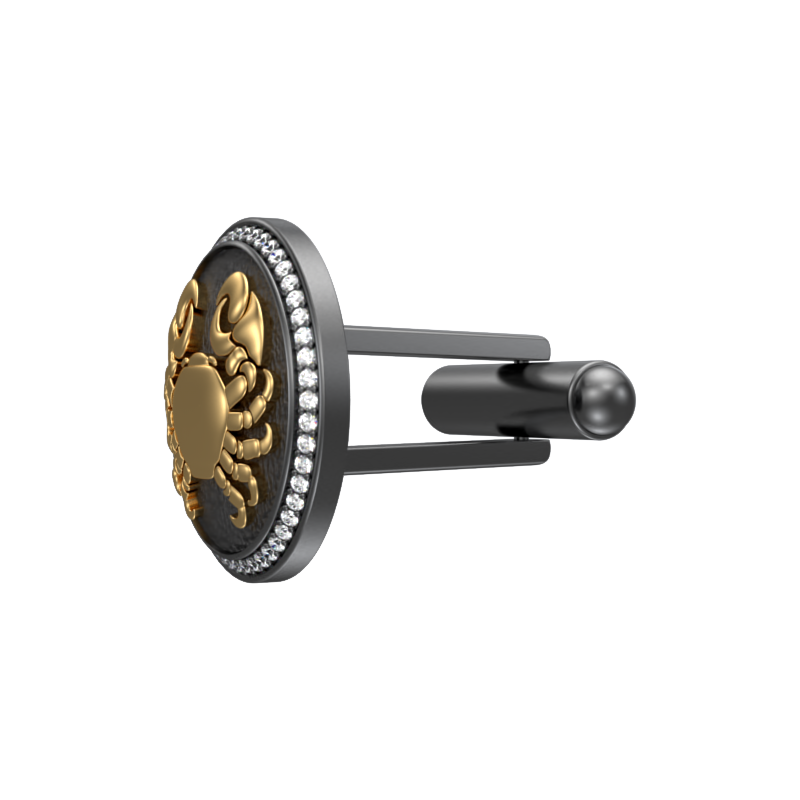 Cancer Zodiac Luxe, Constellation Cufflink Set with CZ Diamonds, 18kt Gold & Black Ruthenium Plating on Brass.