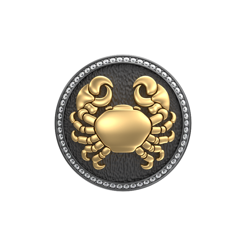 Cancer Zodiac Luxe, Constellation Cufflink Set with CZ Diamonds, 18kt Gold & Black Ruthenium Plating on Brass.