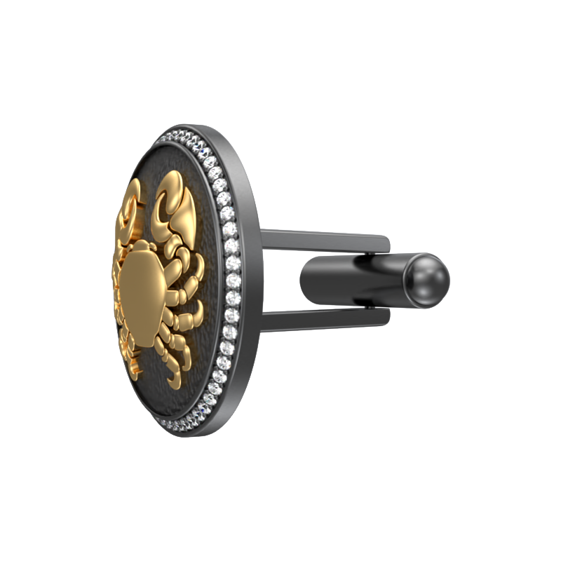 Cancer Zodiac Luxe, Constellation Cufflink Set with CZ Diamonds, 18kt Gold & Black Ruthenium Plating on Brass.