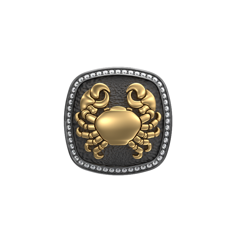 Cancer Zodiac Luxe, Constellation Cufflink Set with CZ Diamonds, 18kt Gold & Black Ruthenium Plating on Brass.